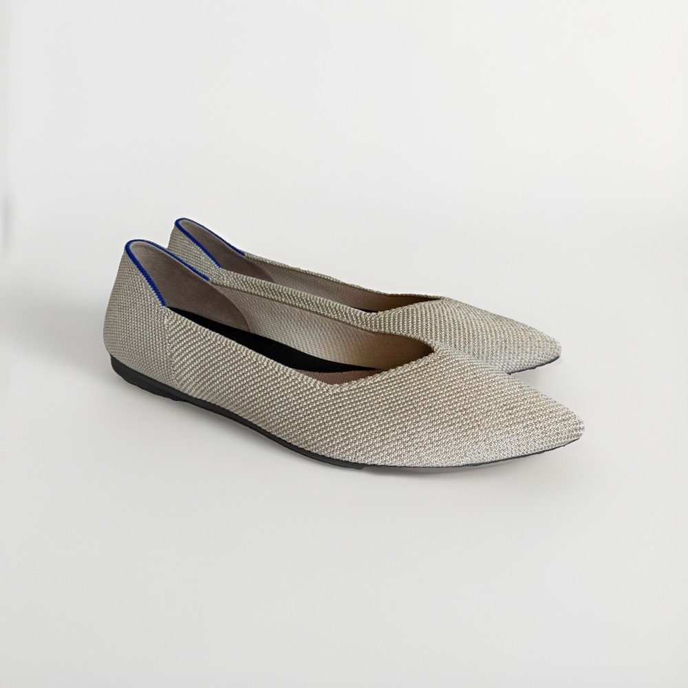 Rothy's The Point II Gold Metallic Knit Flats Women's US 9.5 Pointed Toe